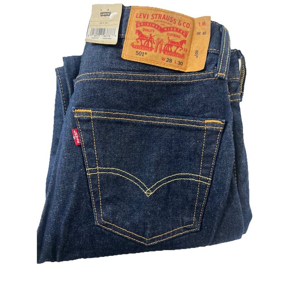 NWT Men's Levi's 501 Button Fly‎ Original Fit Straight Leg Dark Wash W28 x L30